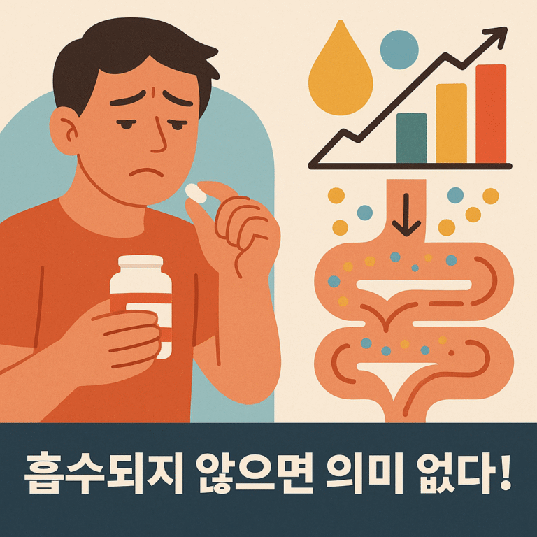 지용성 vs 수용성 비타민의 흡수 차이를 설명하는 루틴 기반 일러스트 – 아빠 건강 루틴 설계